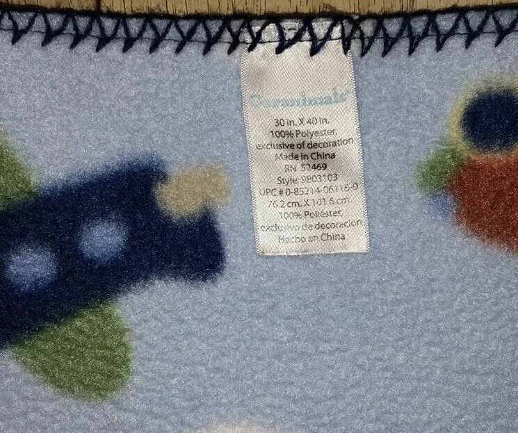 Manta Garanimals Azul Vehículos Bebé Coches Trenes Vellón Borde Cosido Lovey Foto 4 de 4