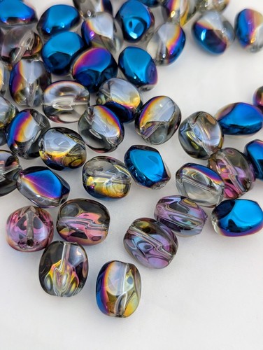 25 Glass Beads, Nugget, 12mm x 10mm, 1.2mm Holes, Choice Of Colours - Picture 4 of 10