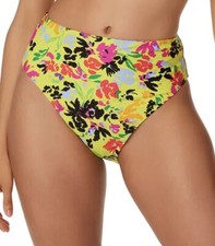 BAR III Floral Chic High-Leg High-Rise Bikini Bottoms, Citron, XL , 44