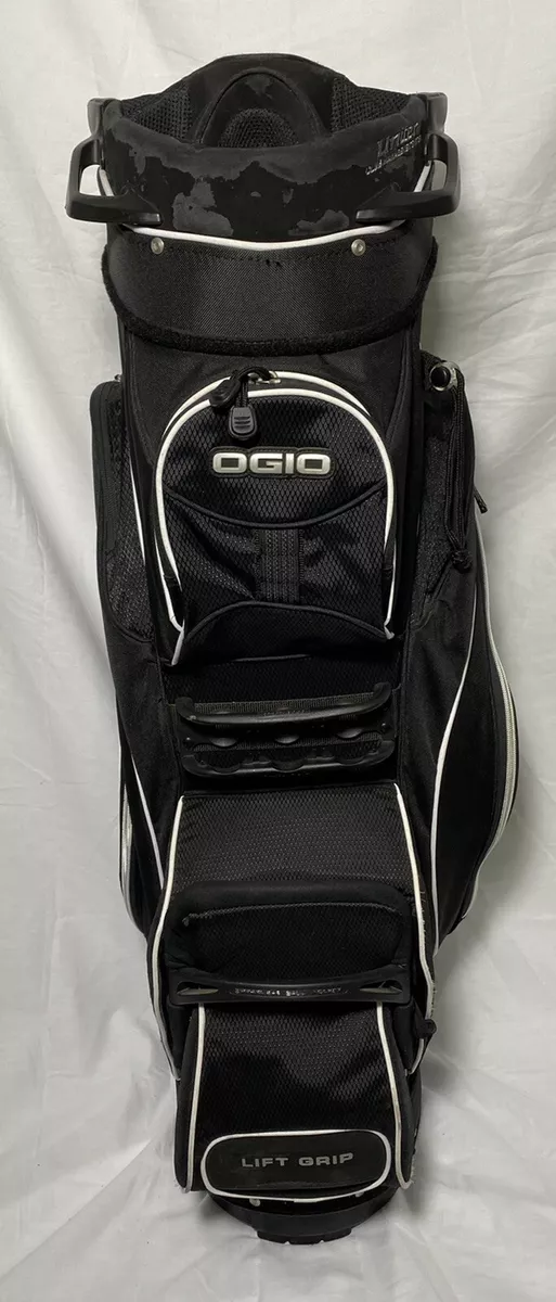 Ogio Spyke Black 15 Way Cart Golf Club Bag Shoulder Strap Rain Cover