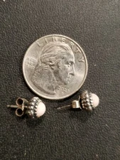 PANDORA Birthday Blooms Sterling Silver Earrings. w/October stone 2.95g (RK-446)