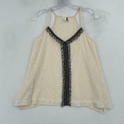 AKEMI + KIN Anthropologie Tank Top Size Small Ivory Floral Lace Sleeveless Boho