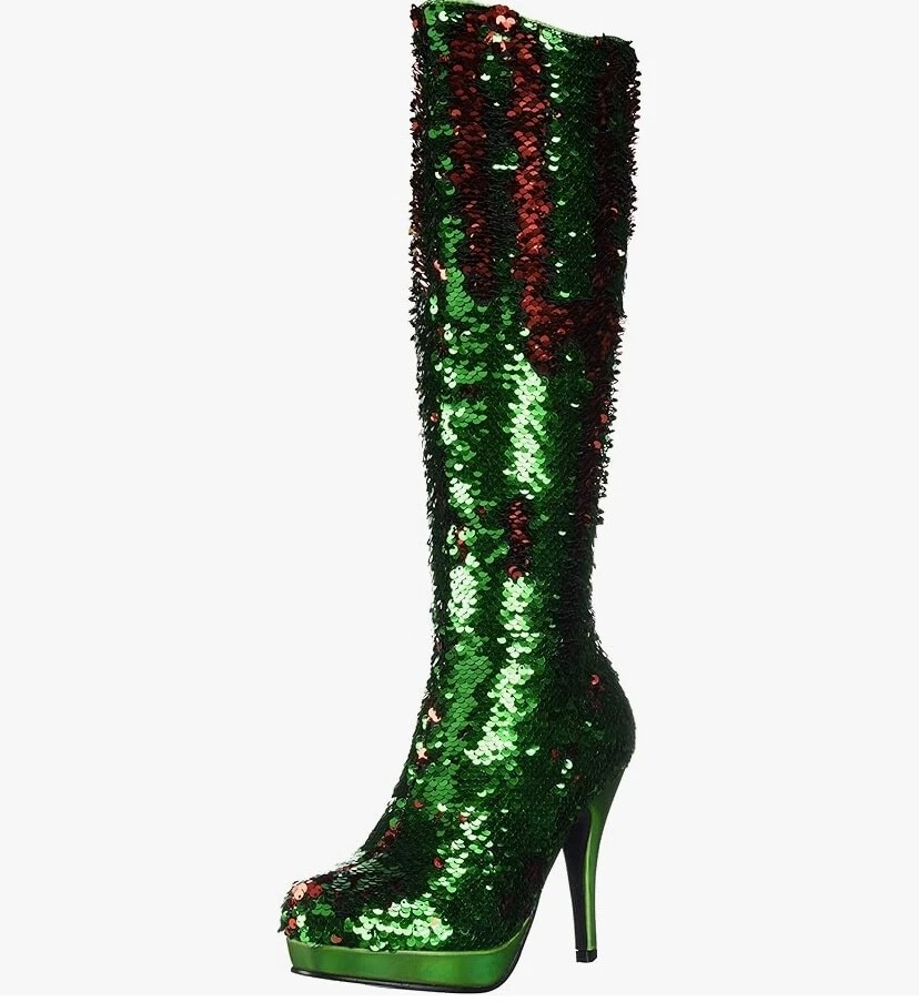 🆕ELLIE SHOES 4 «зеленый/красный русалка Flip блестки колена загрузки | 421-GILLIAN | - Изображение 2 из 4