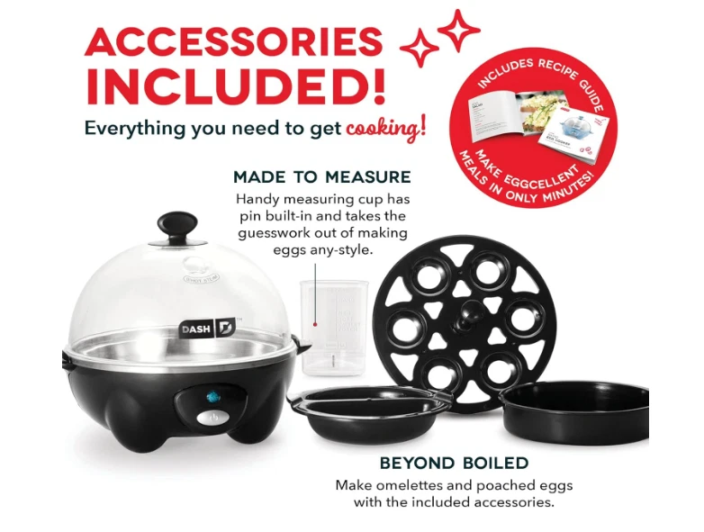 Dash Rapid 12-Capacity Electric Egg Cooker for Hard Boiled Poached Omelet 4 Types