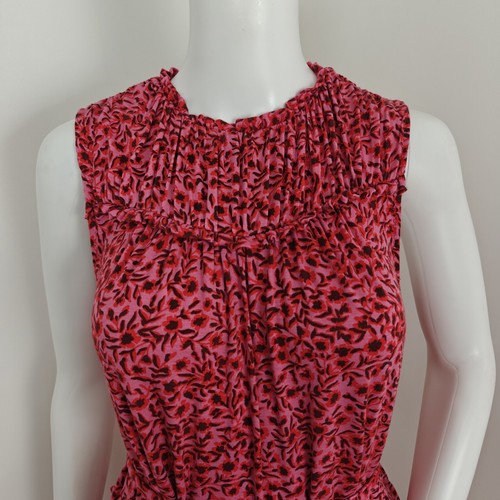 Boden Yoke Detail Floral Dress Size 6 Long Tall Pink Stretch Jersey Belt Pockets - Picture 2 of 10