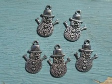 Snowman Charms, Snowman Pendant, Silver Snowman Charm, 5PCS, Snowwoman Pendant