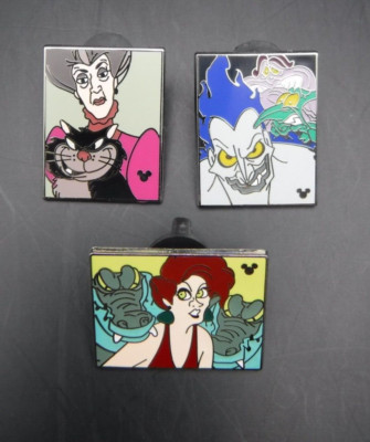 Disney Pin Villains w/Pets DLR Hidden Mickey Lot of 3 Madame Medusa Hades Lucife