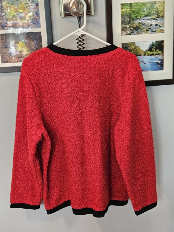 Cathy Daniels красный/черный женщин Sz XL два fer слой свитер вышивка блестки - Изображение 3 из 4