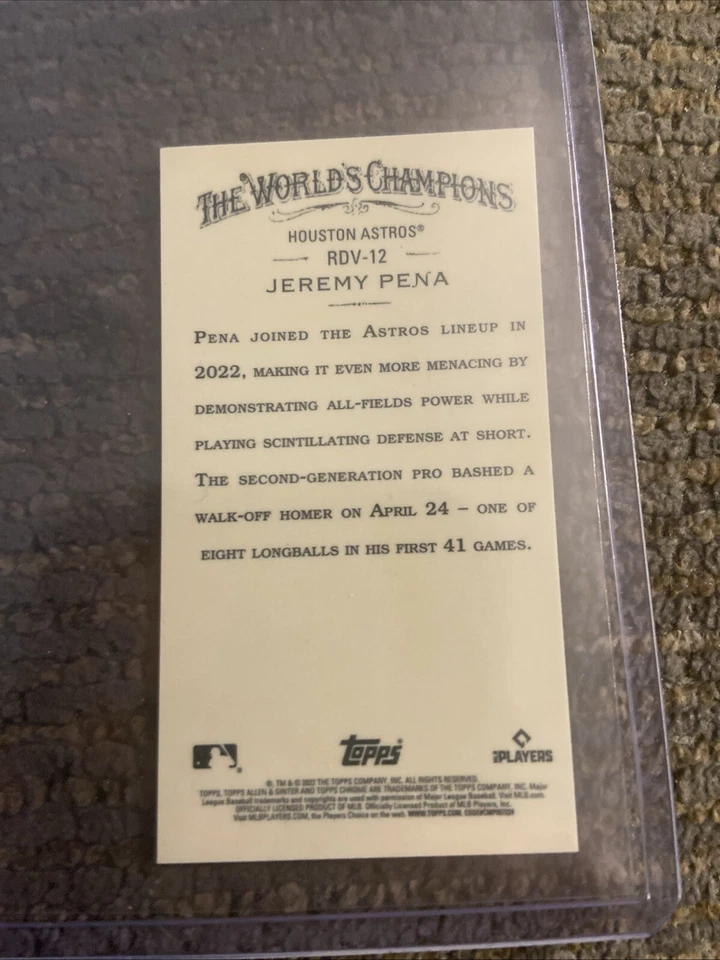 Jeremy Pena RDV-12 mini Rookie 2022 Topps Chrome Allen and Ginter - Image 2 of 2
