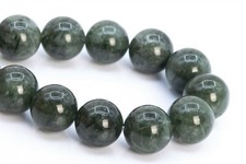 10-11MM Genuine Natural Deep Green Rutilated Quartz Grade AA Round Beads 8"