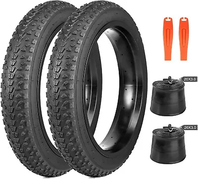 MEGHNA 2 Pack E Bike Tire Fat Bike Tire 20"x3.0 Electric Bicycle Tire With 2 Tubes 20x3