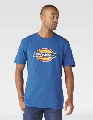 NWT Men's Size Medium Dickies Icon Logo royal Blue T-Shirt 100% Cotton horseshoe