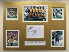 Brazil Zico Signed 16" X 12" Double Mounted Display