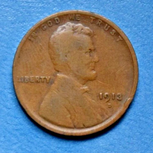 1913 D Lincoln Wheat Cent ~ VG VERY GOOD ~ Bronze Penny 1c Coin