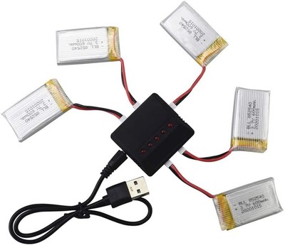 Lipo Battery Charger 5Pcs 3.7V 600mAh Battery 5in1 for Syma X5C X5C 1 X5 X5SC