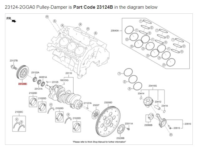OEM 23124-2GGA0 PULLEY-DAMPER Genuine Ems for Hyundai Kona 2018