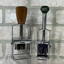 2 Vintage Price & Date Stamps Garvey Supreme & Justrite FOR DISPLAY ONLY - READ