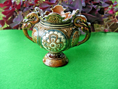 ANTIKE KLEINE VASE GERBING & STEPHAN ÖSTERREICH SCHWANENHENKEL ( dcb t4 )