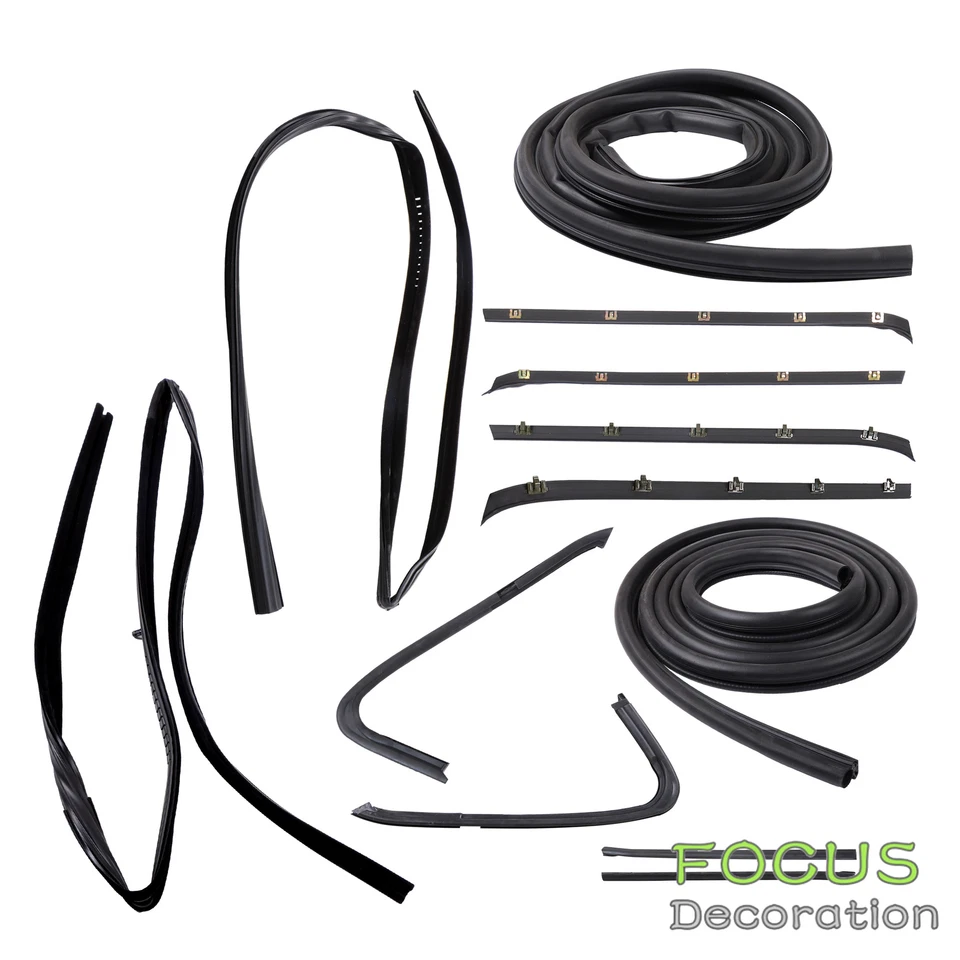 Durable Weatherstrip Seal Kit 12-Pieces For Chevy GMC Pickup Truck 73-1980 Black - Image 4 of 4