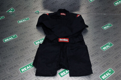 Racequip Chevron-1 FRC Pyrovatex SFI-1 Auto Racing Single Layer Suit Black Small