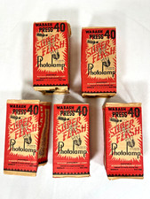 5 Vintage Wabash Press 40 Super Flash Photolamp bulbs, NEW old stock