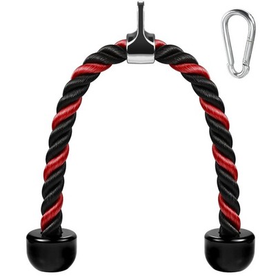 AWEFRANK Deluxe Tricep Rope Pull Down Cable, 27 & 36 Inch Red&Black-27''