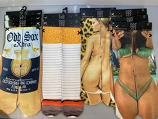 NWT ODD SOX Various Gag Gift Novelty Crew Cut Socks Lot of 10 Pairs Mens Sz 6-13