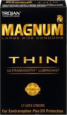 Magnum Thin Condoms, 12 Count - Extra Lubricated Large Size for Ultimate Comfort