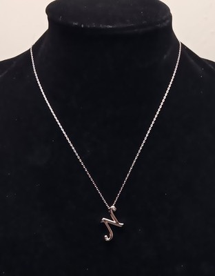 Sterling Silber Initiale N Anhänger Buchstabe N Alphabet personalisiert Halskette