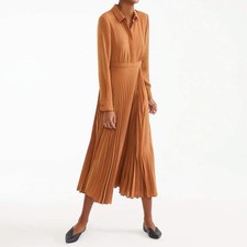 Max Mara Womens Slim Waist Pleated Long-sleeved Dress