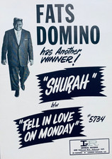 FATS DOMINO 1961 vintage POSTER ADVERT SHU RAH Imperial Records
