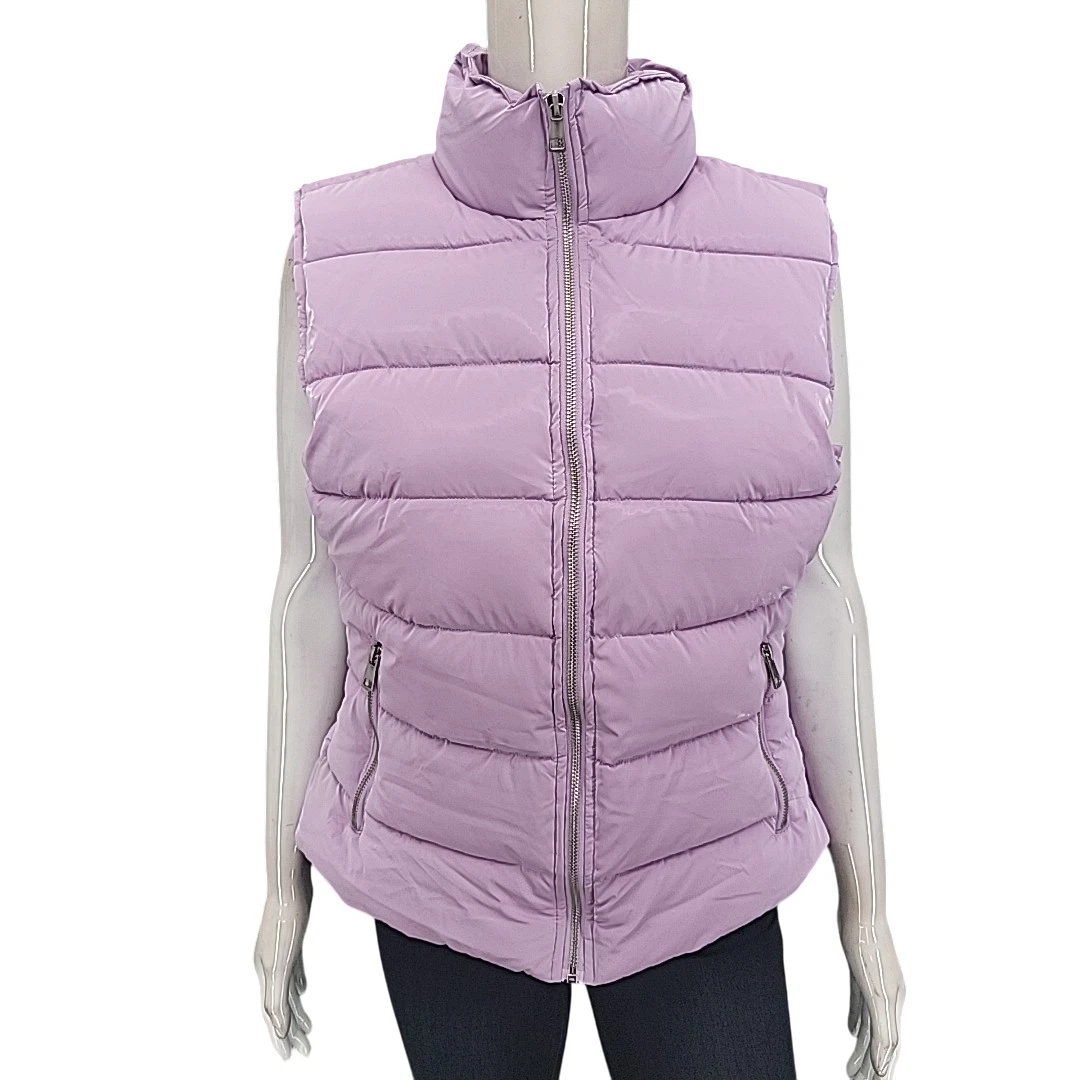 Isabella Women's Quilted Puffer Vest Jacket Medium Sz Purple Sleeveless Pockets