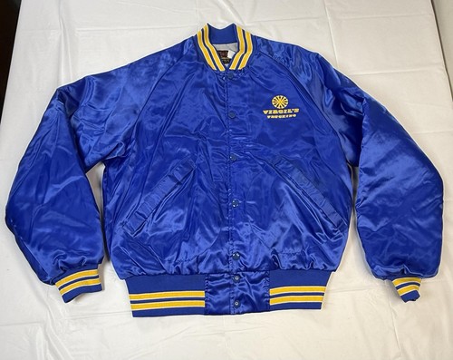 Vtg 80s Pla-Jac Dunbrooke Satin Bomber Jacket Virgil's Trucking Medium USA EUC