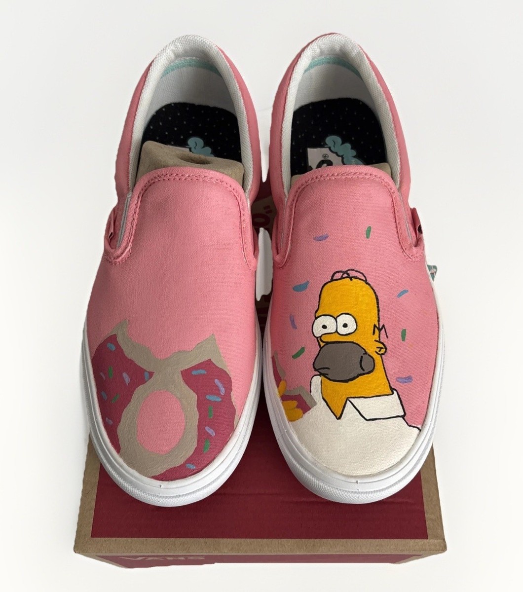 Custom Pink VANS Slip-On Shoes Mens Women Homer Simpson