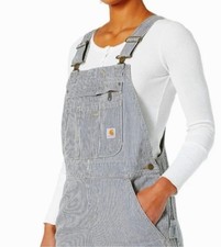 Carhartt Women  s XL 16-18 Railroad Stripe Bib Overalls Rugged Flex NWT 103042