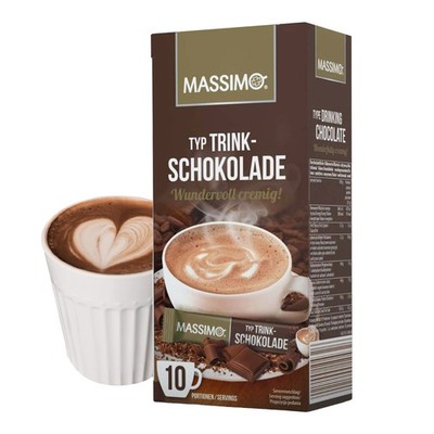 MASSIMO Feine Trinkschokolade 10 Sticks x 25g - Premium heiße Schokolade