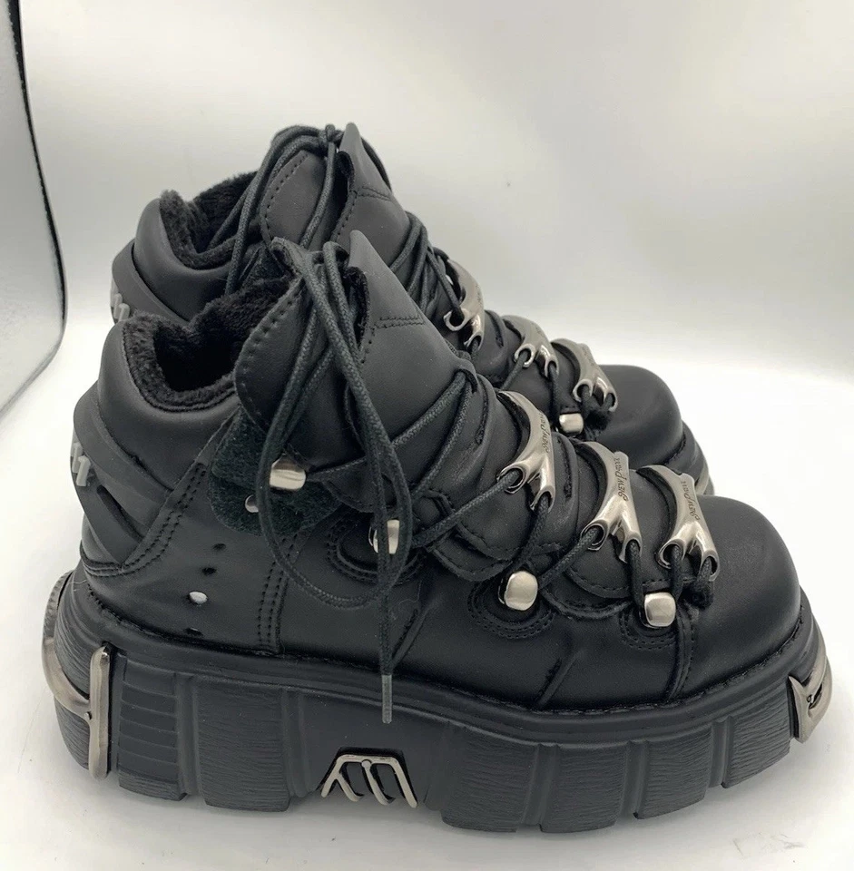 Ayustrong New P Rock CD-811 Chunky Platform Goth Ankle Boots Sz 5.5 - 6 Metallic - Image 2 of 4