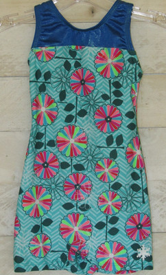 SNOWFLAKE DESIGNS Leotard Unitard Colorful Modern Floral CM Childs Girls M