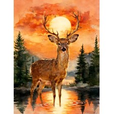 Deer Diamond Art Kits for Adults Beginners, DIY 5D Animal Diamond Painting Adult