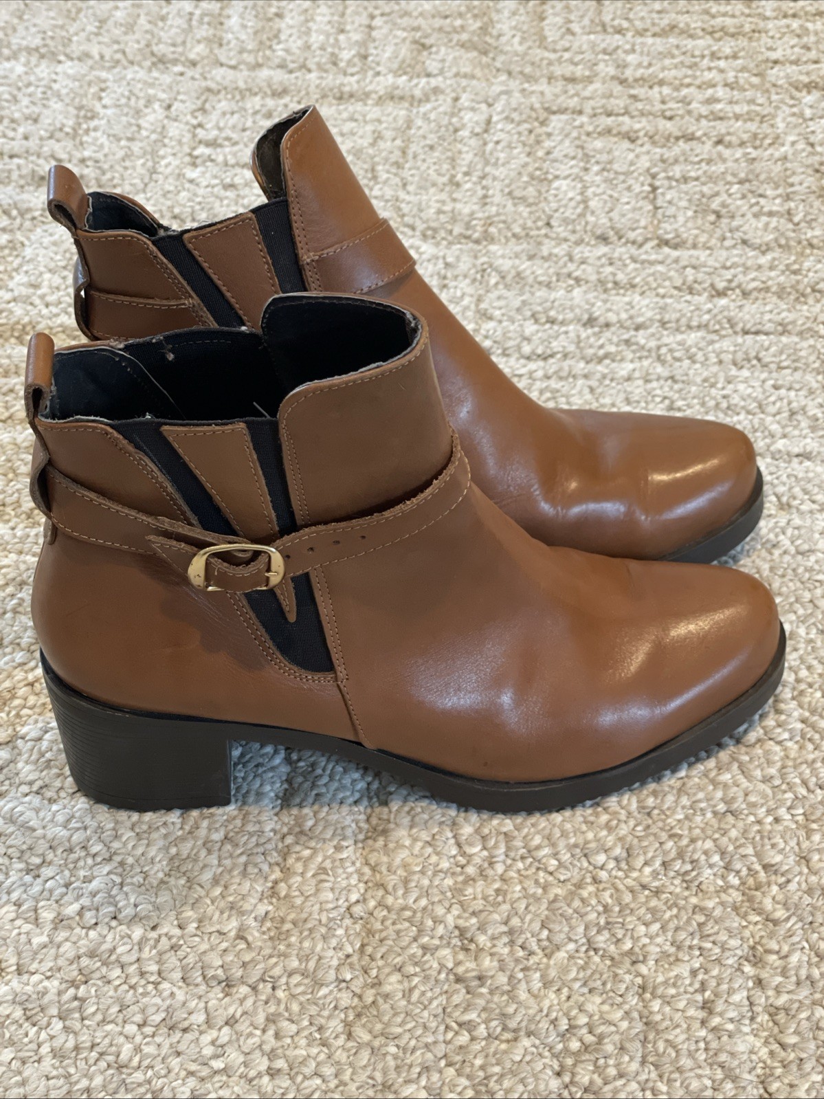 Botas de Tacón Helene Rouge Cuero Talla 9 Marrón Carmelo Tostado