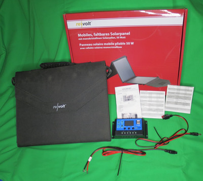 Revolt mobiles faltbares Solarpanel 50W monokristallin 4 Panele mit Laderegler