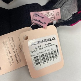 Agent Provocateur Dolley Fuchsia Black Silk Bra 32DD NWT