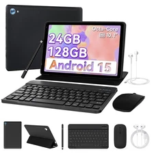 Urao 10 inch Tablet 24GB RAM 128GB ROM Android 15 WiFi 6 IPS LCD Touch Screen