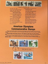 USPS Souvenir Page 2497-2500 American Olympians Jesse Owens Eagan Wrightman 