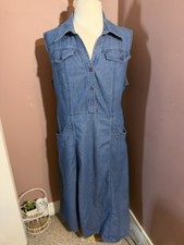 Main Street Blues Sleeveless Denim Shirt Dress Size 20W Tie Back Cotton Vintage