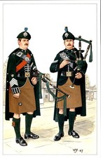 1988 Irish Guards Pipe Major Lance Corporal Piper Military Art Postcard
