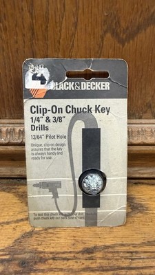 NOS Black & Decker Clip on Check Key 1/4 & 3/8'' Drills 13/64'' Pilot Hole 70-147