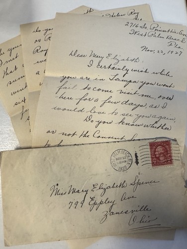 1927 Spence Family Letter West Palm Beach Florida FL Hand Written