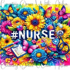 20oz Skinny Tumbler Nurse Floral Sublimation Transfer Ready To Press