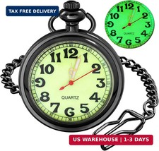 Classic Shiny Arabic Numeral Men's Quartz Pocket Watch, Quartz Movement wi